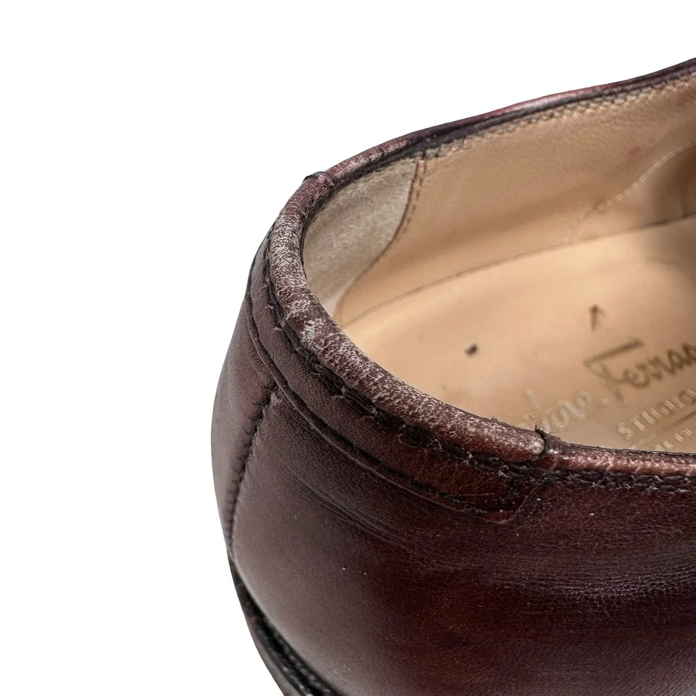 Salvatore Ferragamo Studio Mens 9 D Dark Brown Leather Cap Toe Derby 01UH 38755